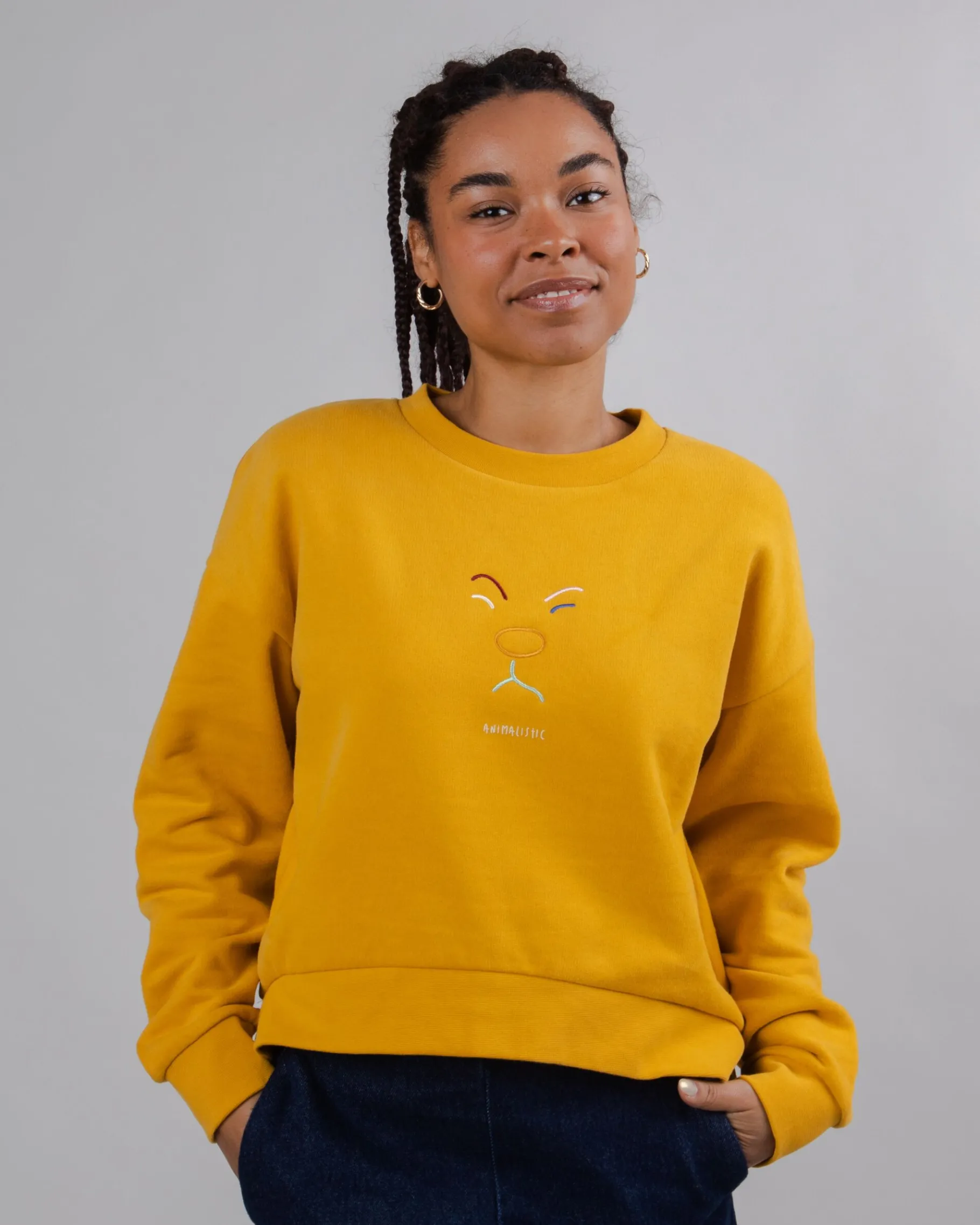 Animalistic Rounded Sweatshirt Gold-Brava Fabrics Flash Sale