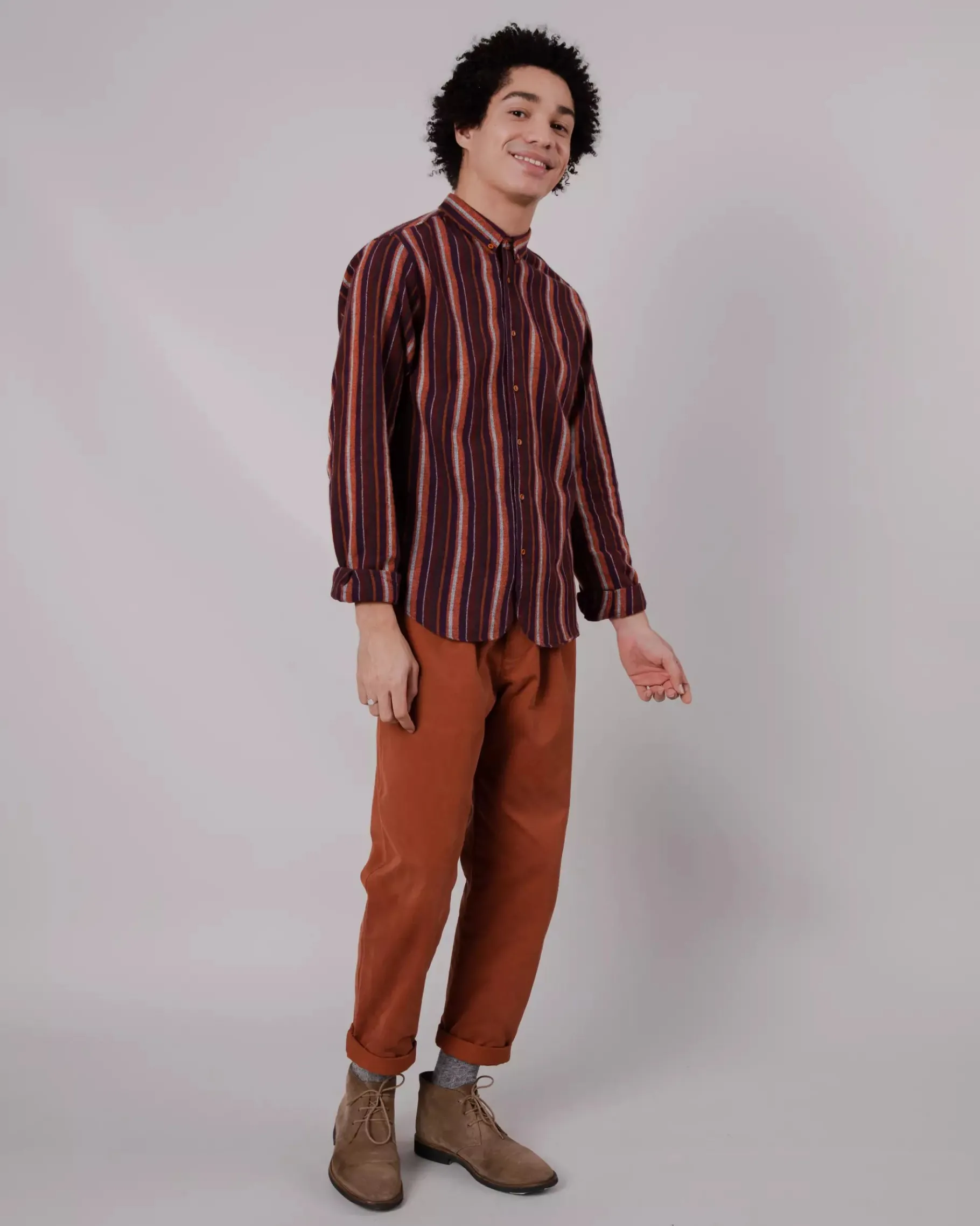 Barre Flannel Regular Shirt Orange-Brava Fabrics Clearance