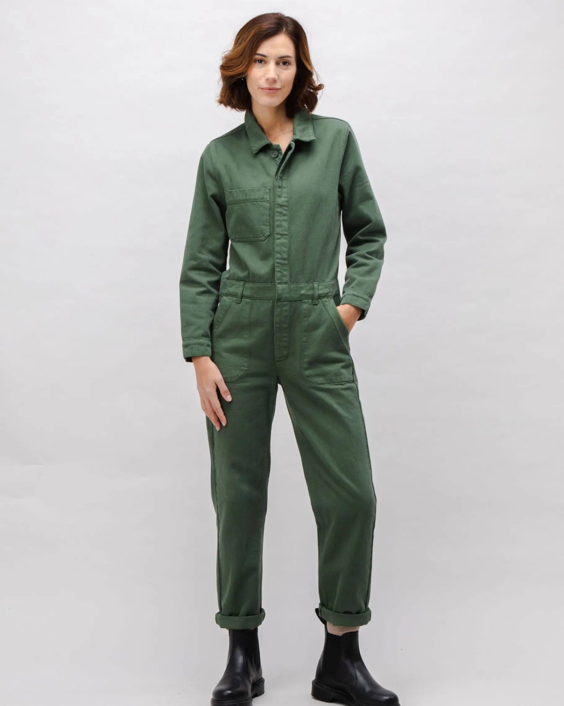 Baumwoll-Twill Boiler Suit Green-Brava Fabrics Fashion