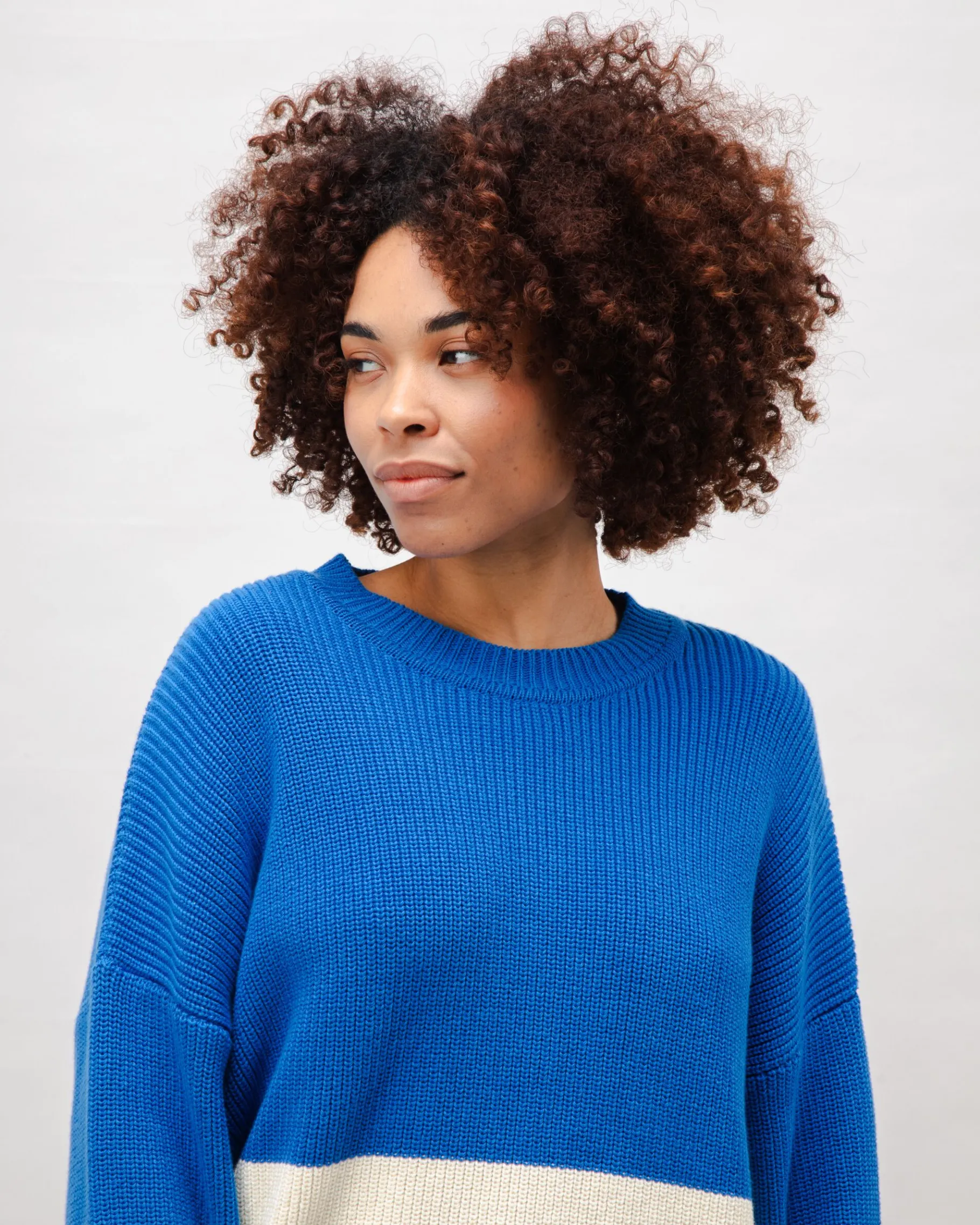 Bicolor Baumwollpullover Blau-Brava Fabrics Online