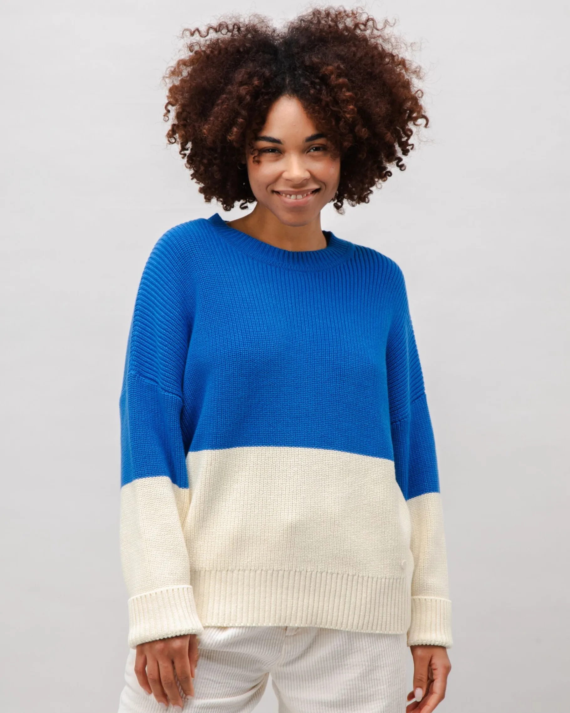 Bicolor Baumwollpullover Blau-Brava Fabrics Online