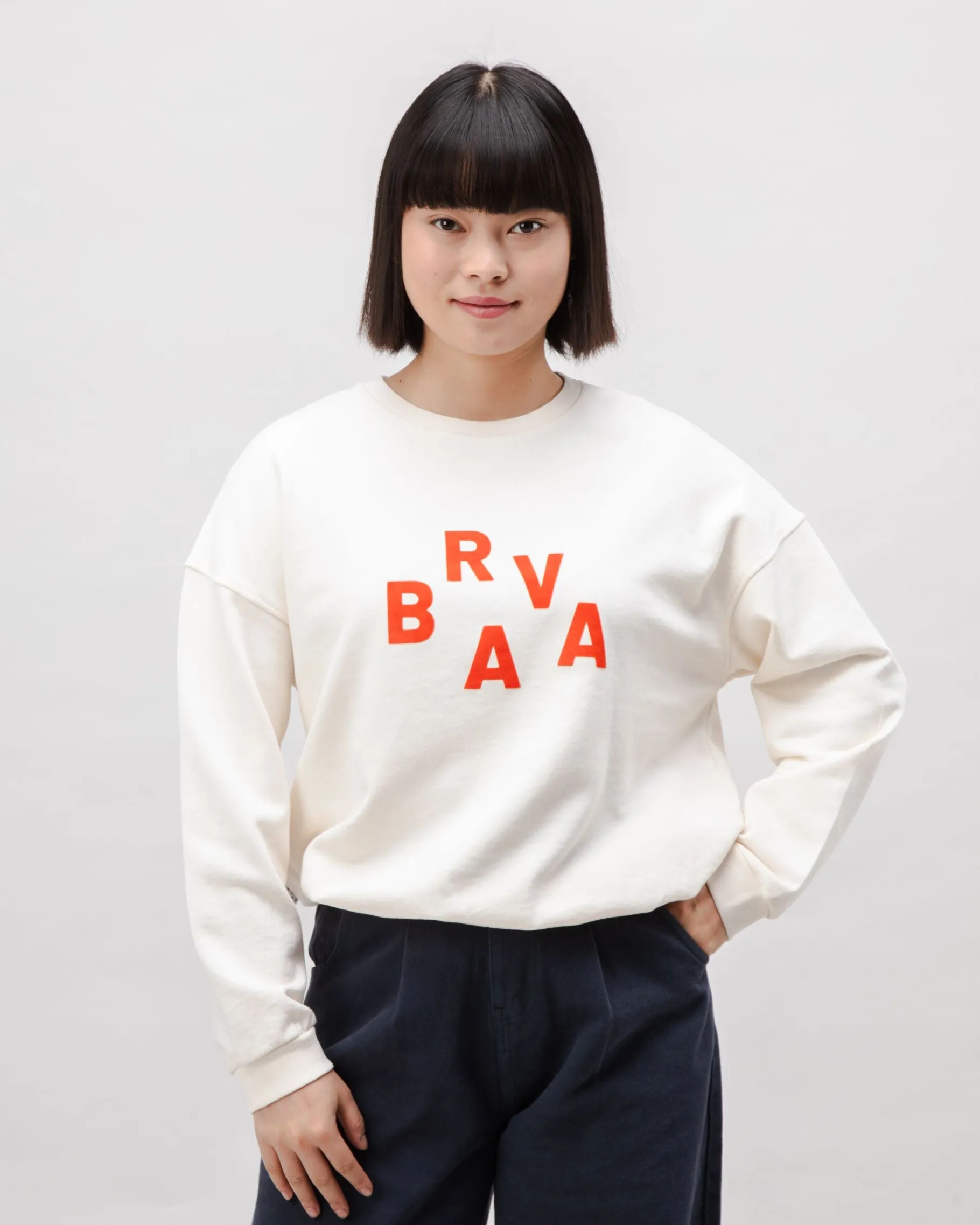 BRV Squared Baumwoll-Sweatshirt Ecru-Brava Fabrics New