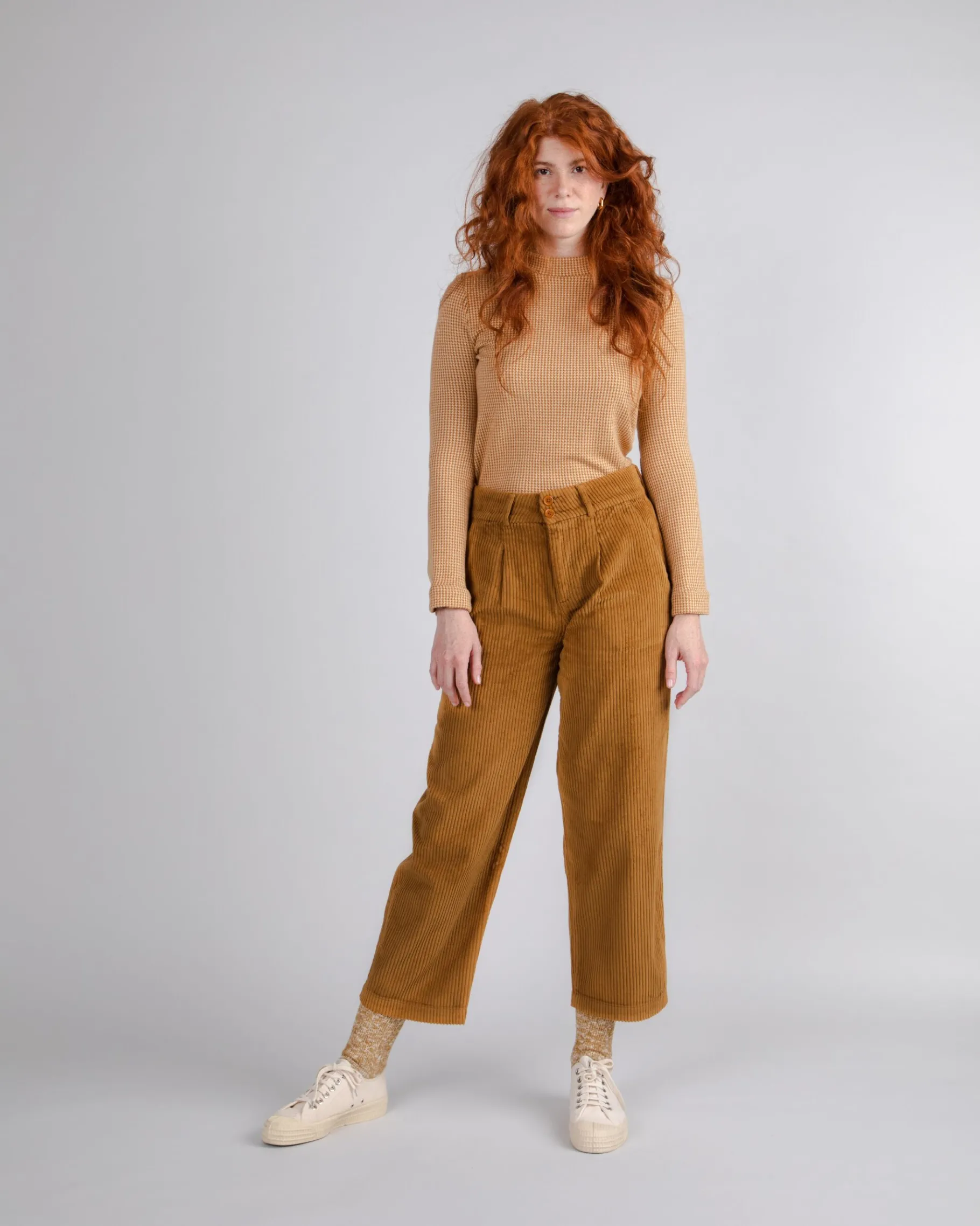 Cordhose mit Bundfalte Camel-Brava Fabrics Best Sale