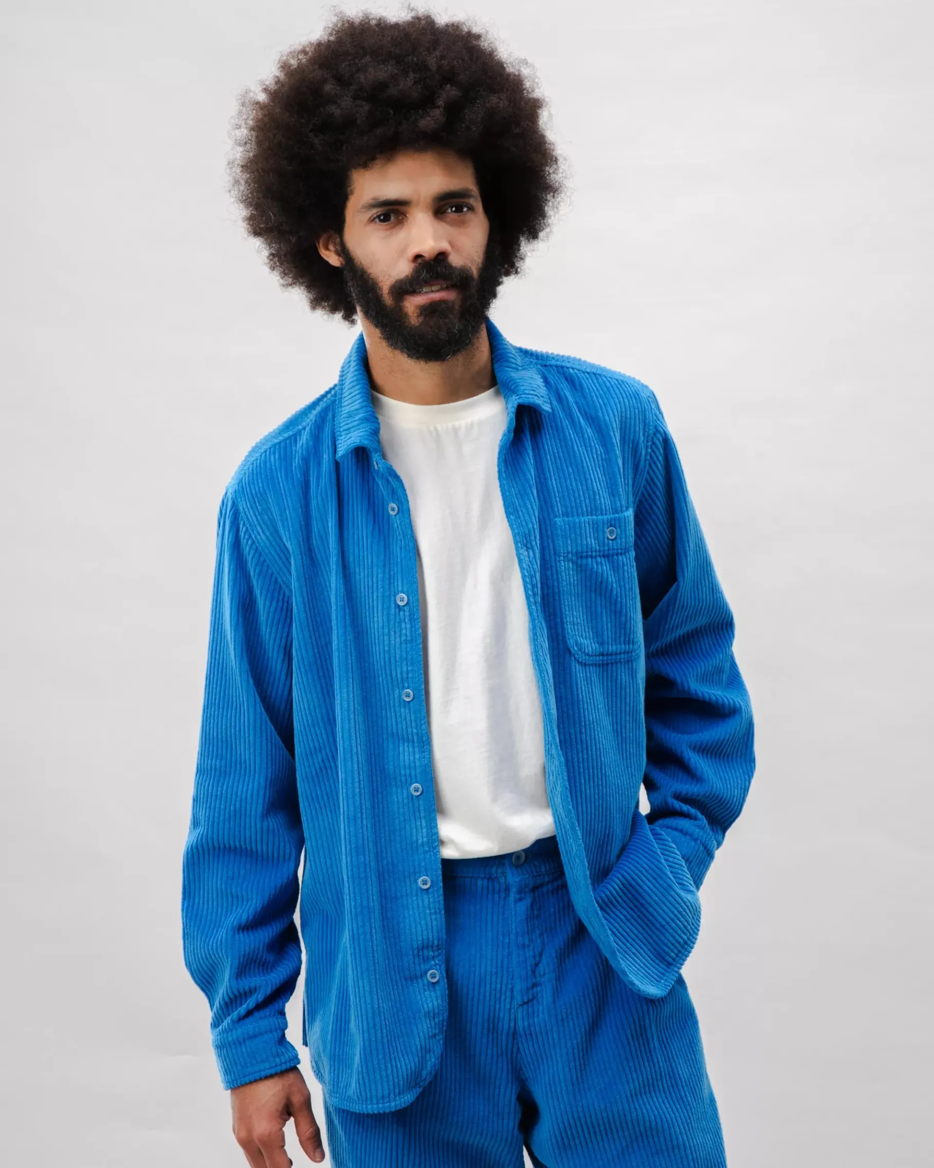 Corduroy Overshirt Blue-Brava Fabrics Clearance