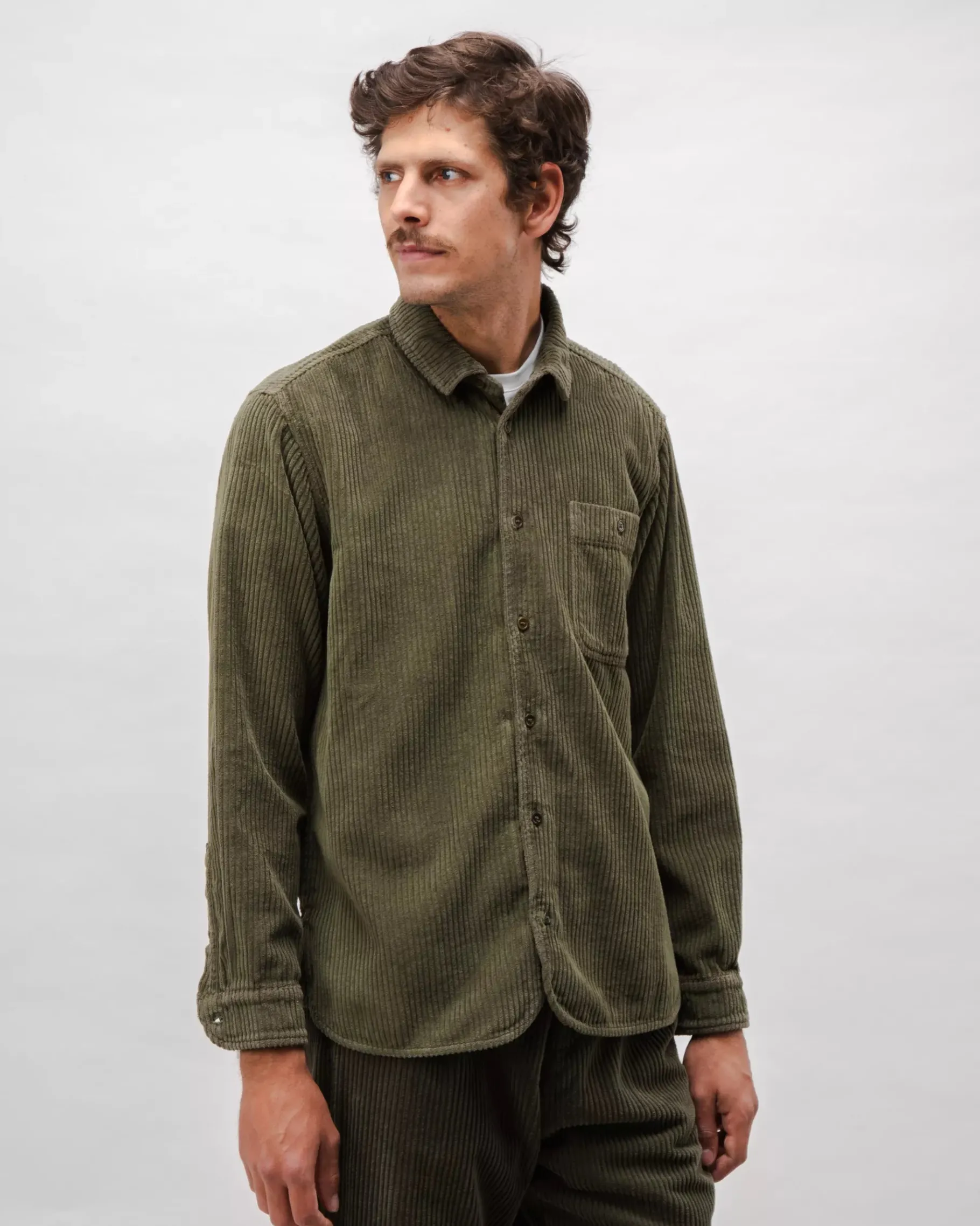 Corduroy Overshirt Stone Green-Brava Fabrics Hot