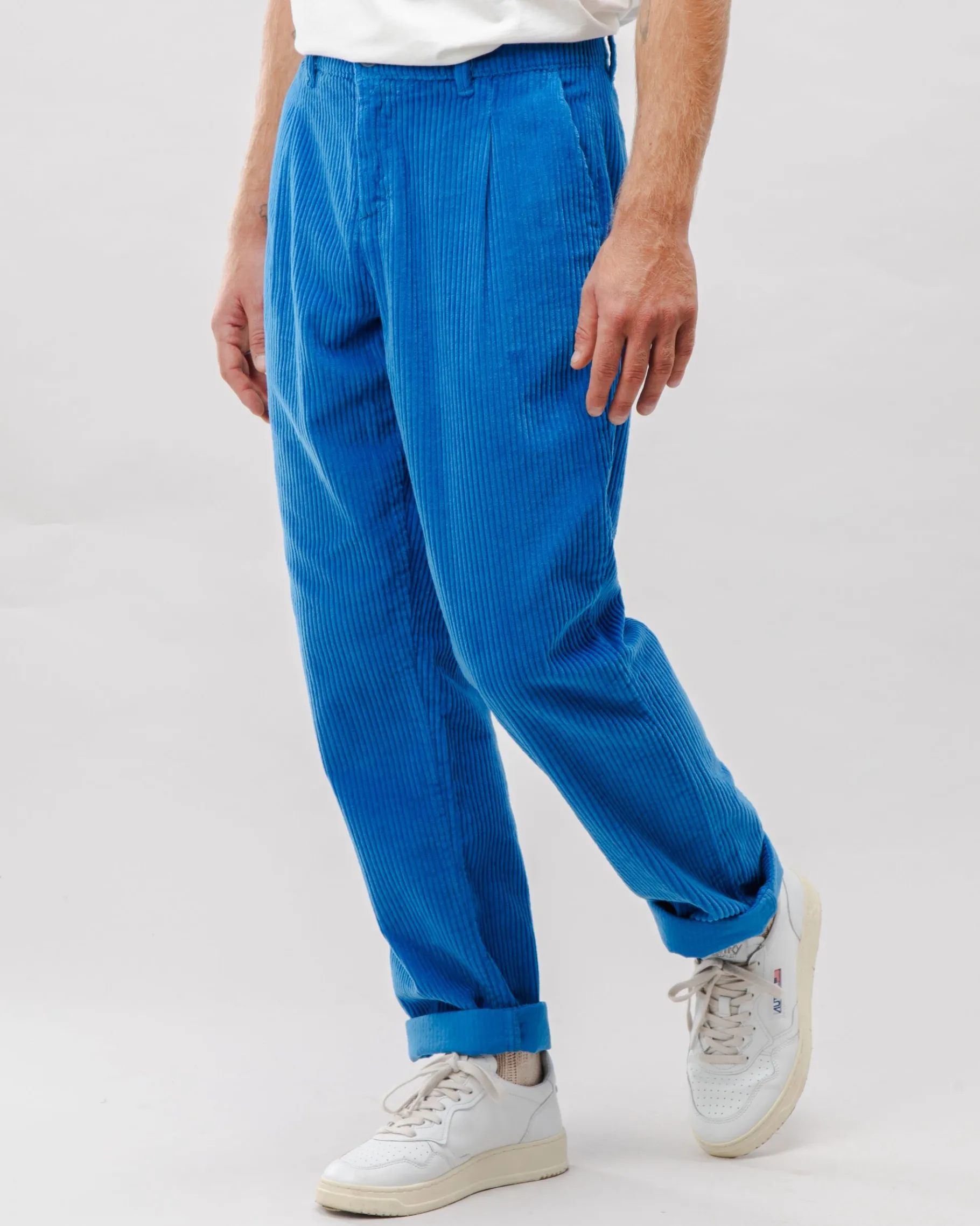 Corduroy Plissierte Chino Hosen Blau-Brava Fabrics Best Sale