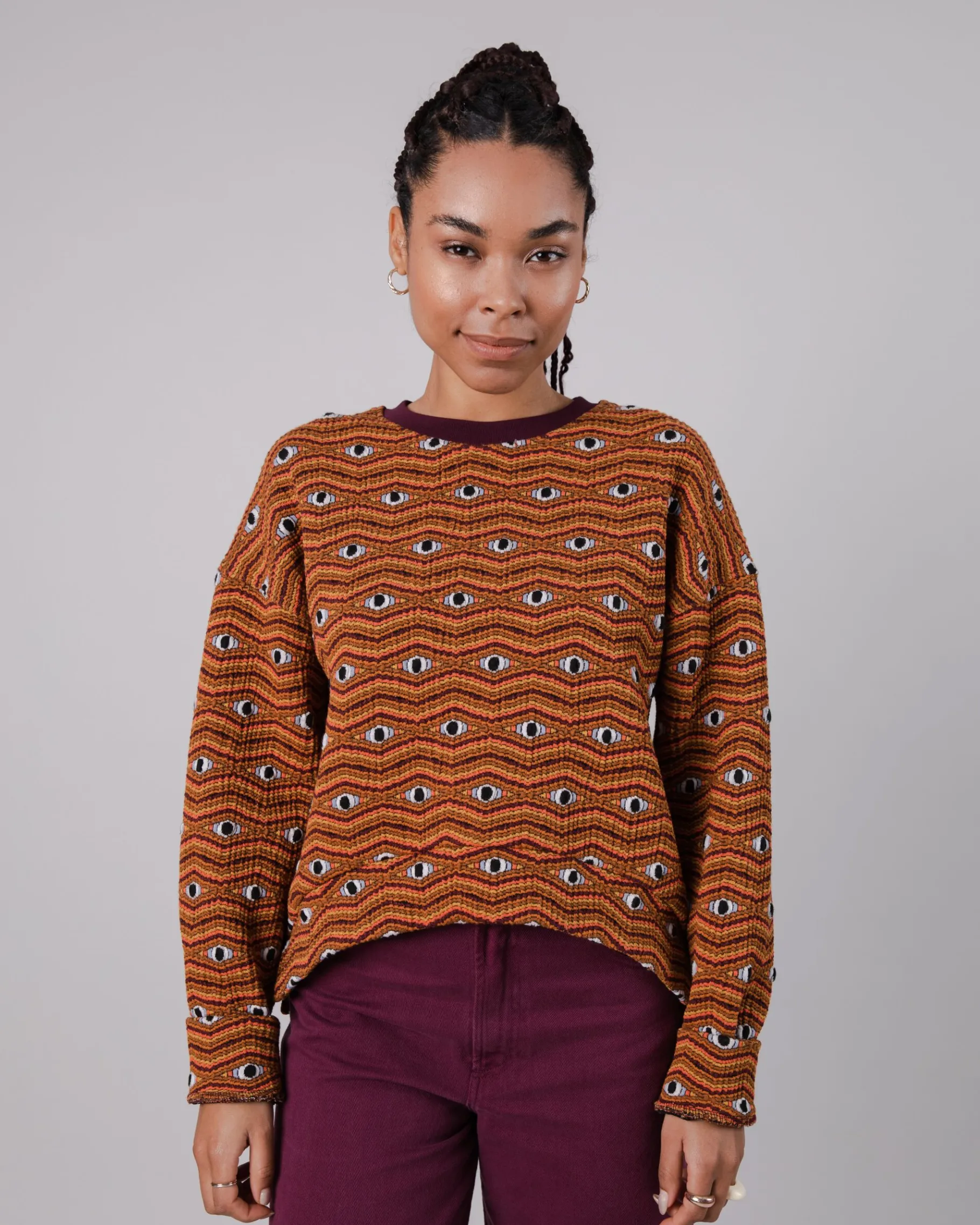 Eyes Jacquard Sweatshirt Orange-Brava Fabrics Store