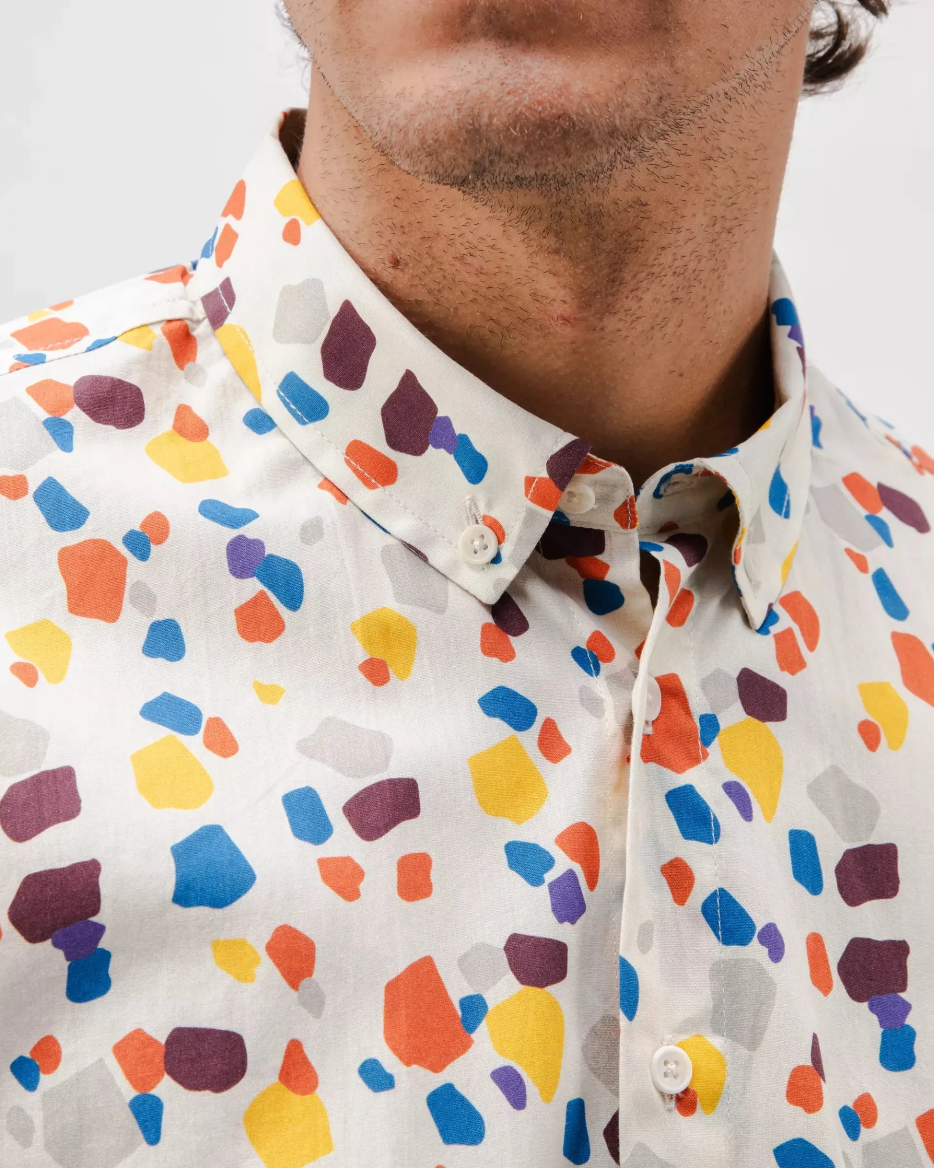 Geo Cotton Shirt Ecru-Brava Fabrics Best Sale