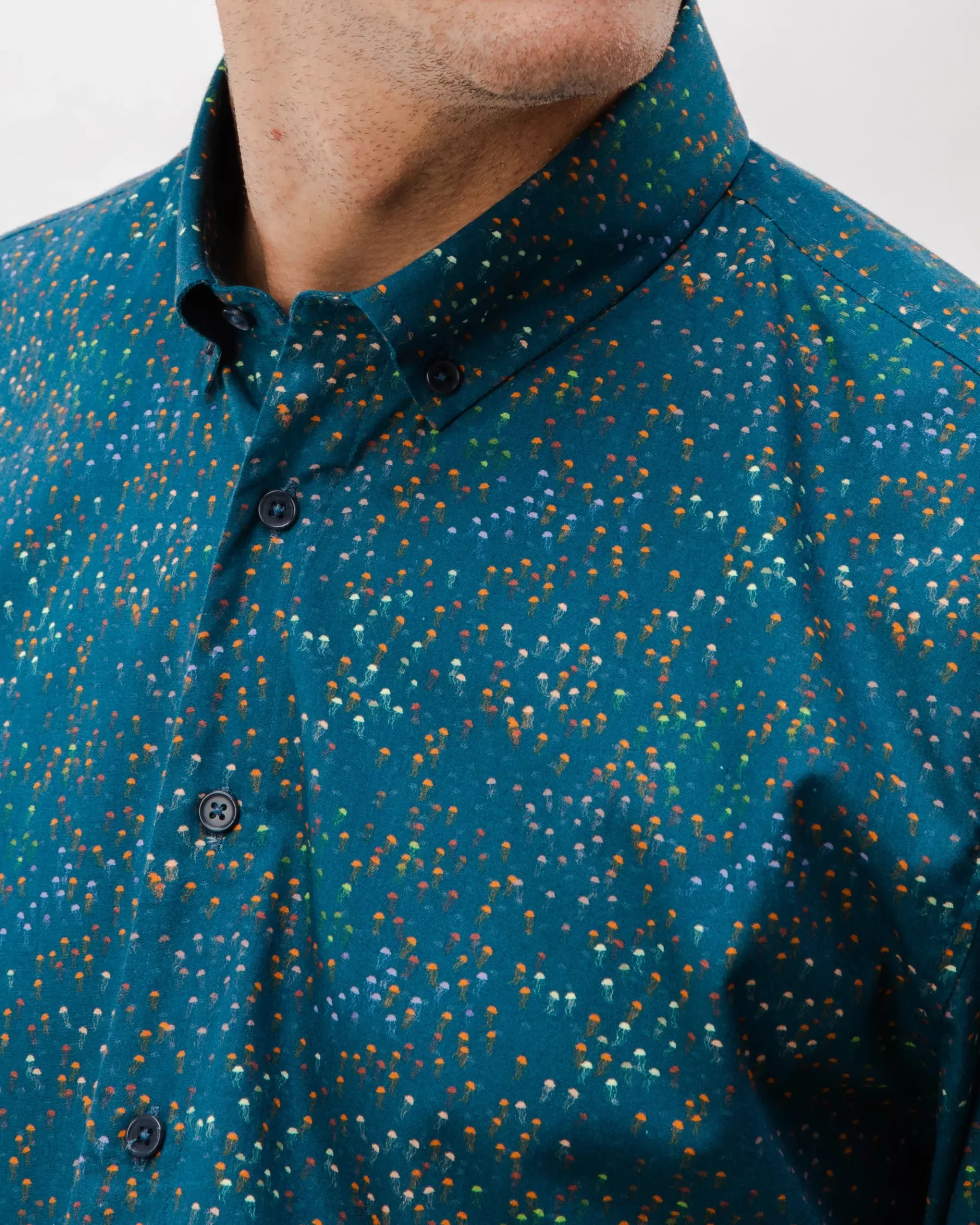 Jellyfish Cotton Shirt Navy-Brava Fabrics Best