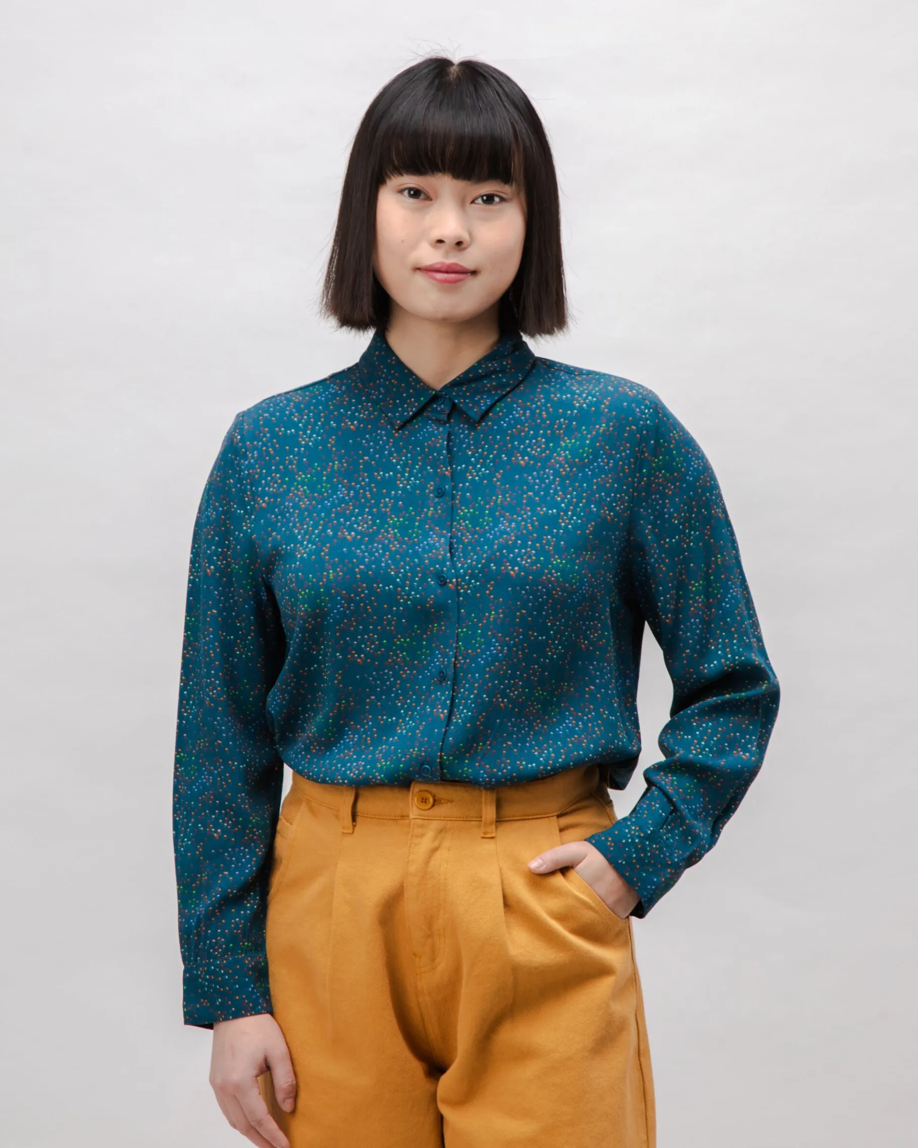 Jellyfish Viscose Blouse Navy-Brava Fabrics Discount