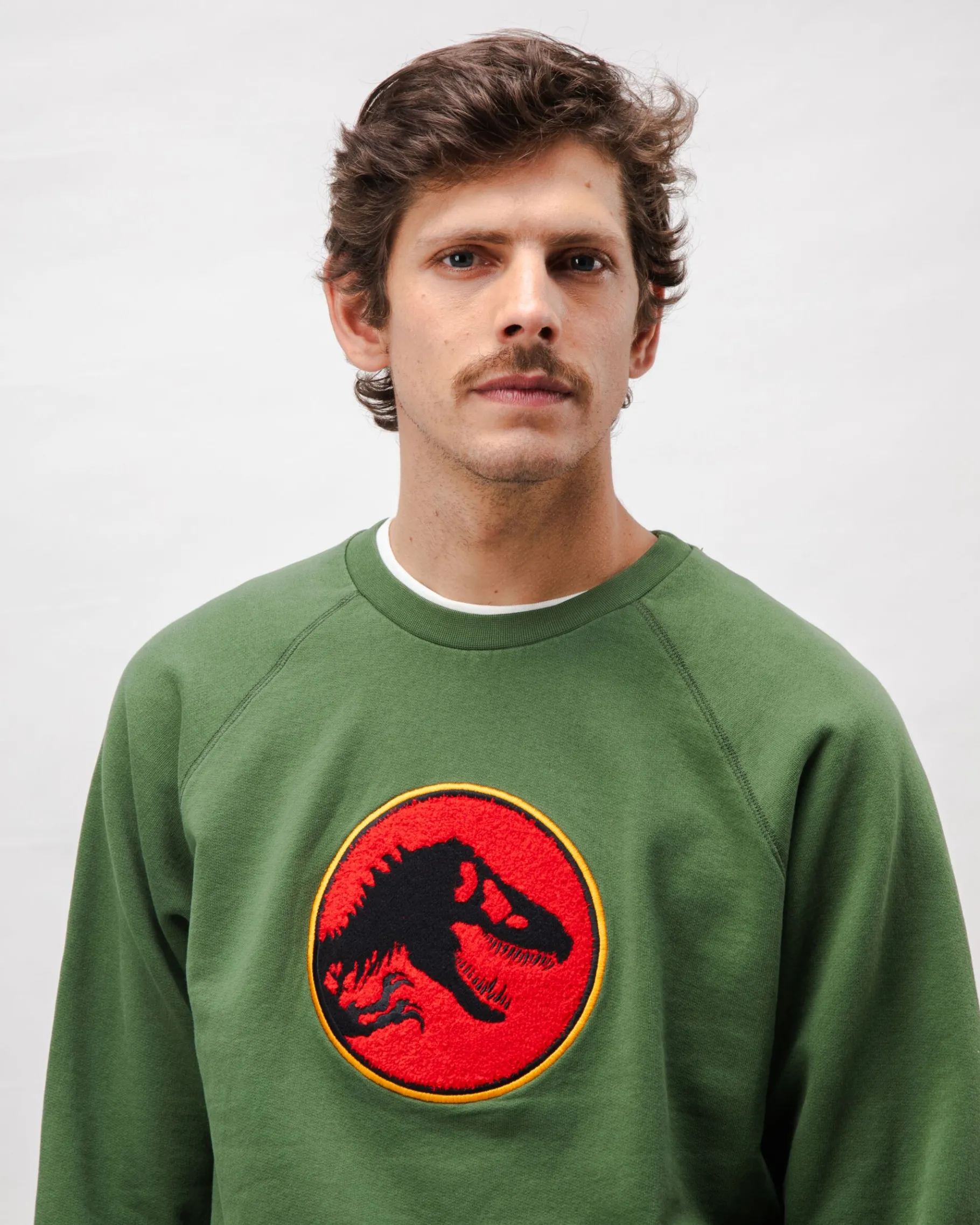 Jurassic Park Logo Baumwoll-Sweatshirt Grün-Brava Fabrics Clearance