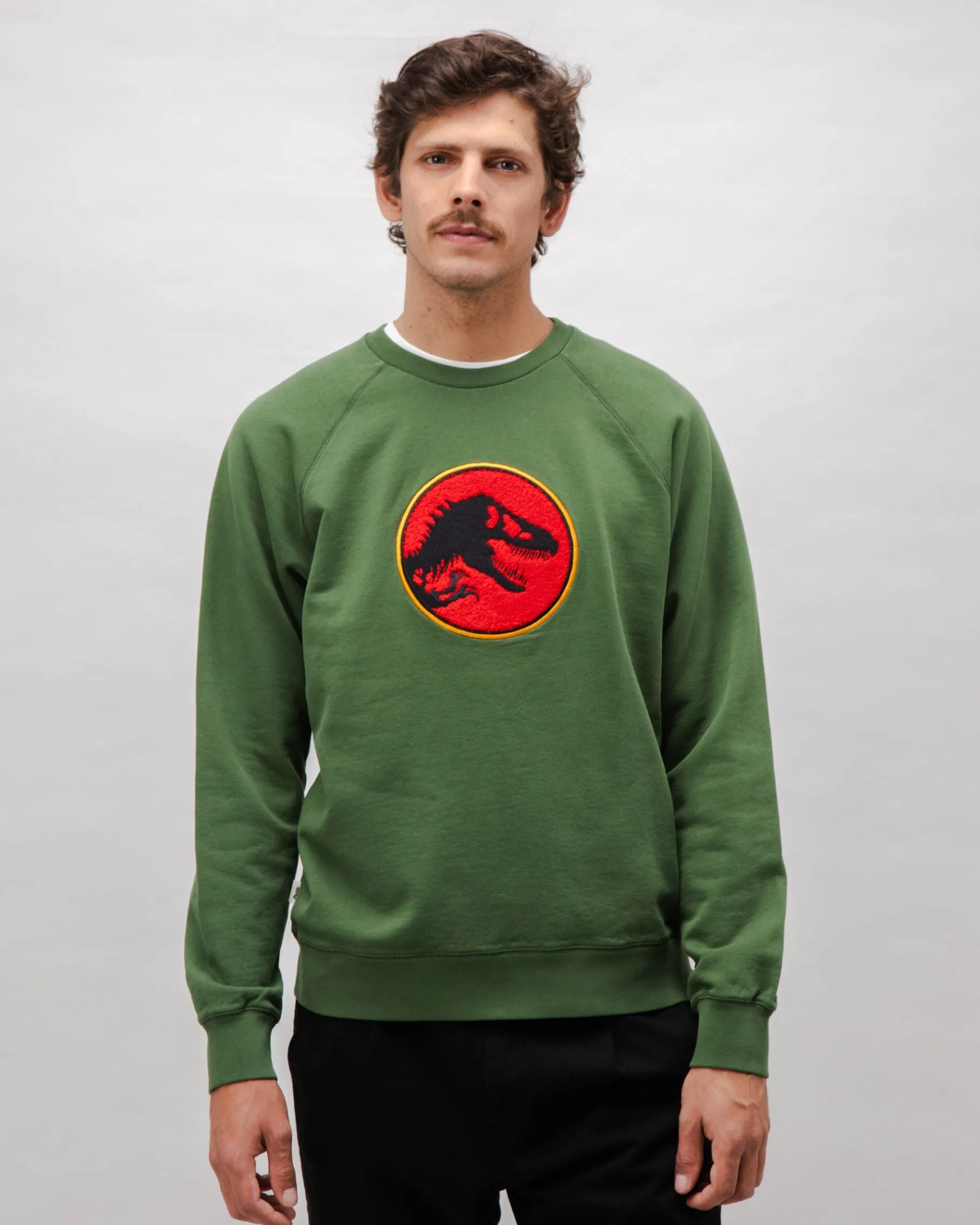 Jurassic Park Logo Baumwoll-Sweatshirt Grün-Brava Fabrics Clearance