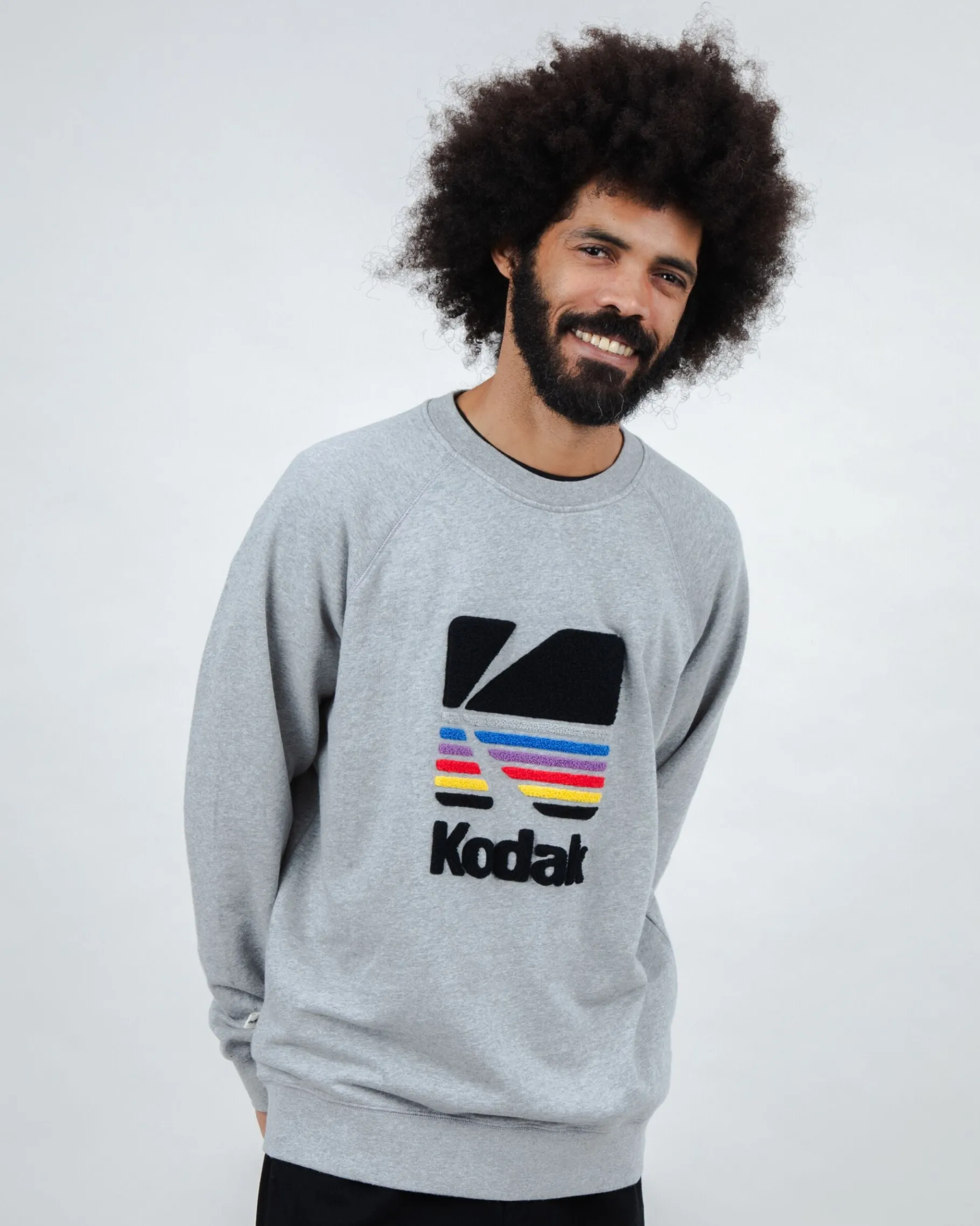 Kodak Logo Sweatshirt Grey Melange-Brava Fabrics Discount