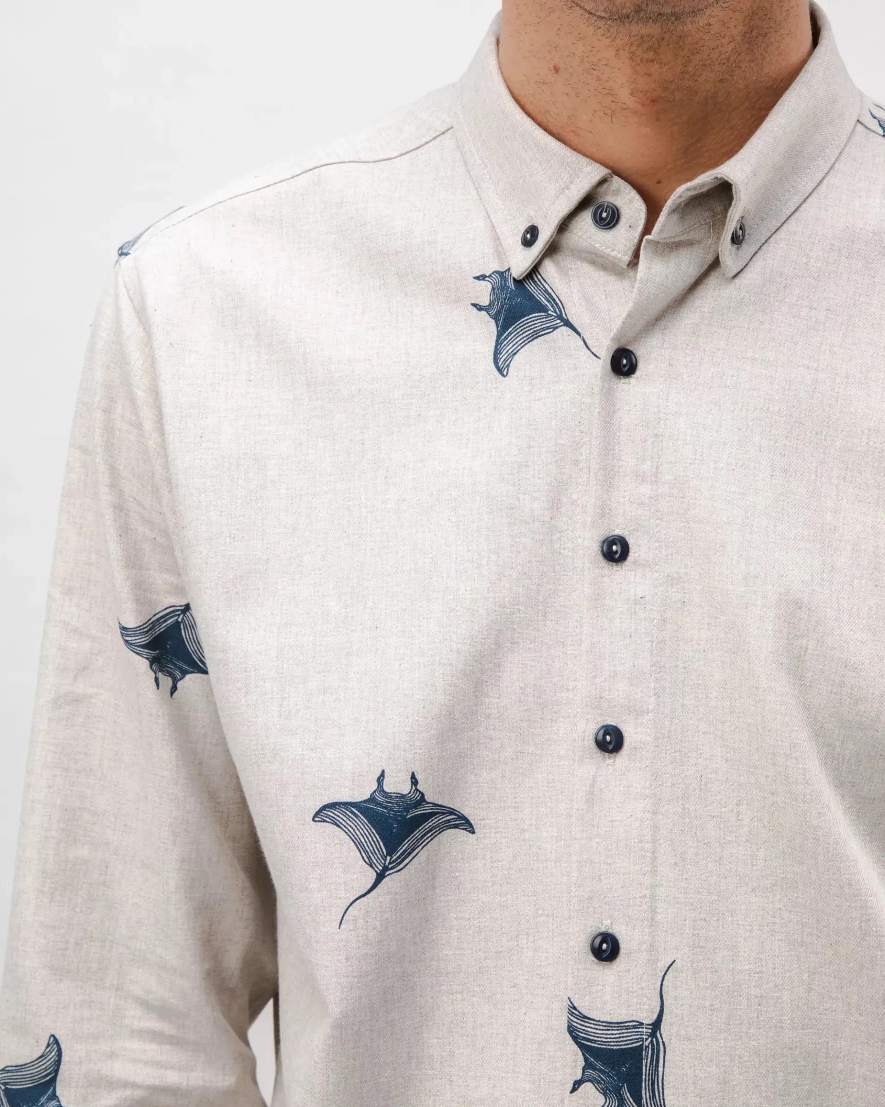 Manta Ray Flannel Shirt Grey-Brava Fabrics Online