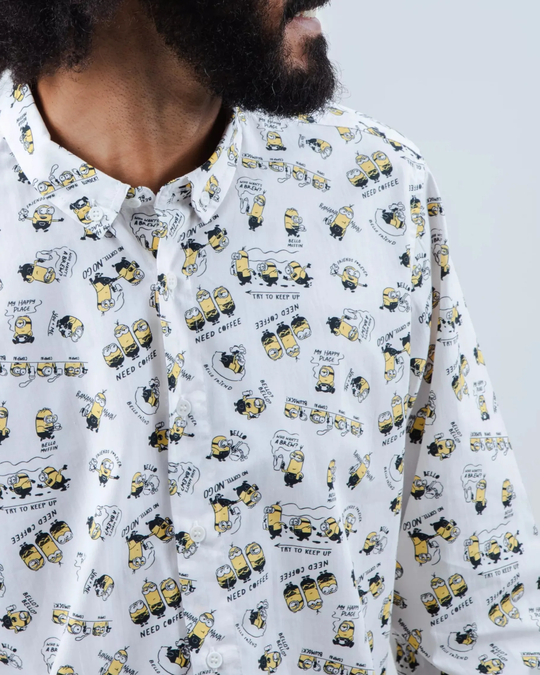 Minions Coffee Long Sleeve Shirt Ecru-Brava Fabrics Hot