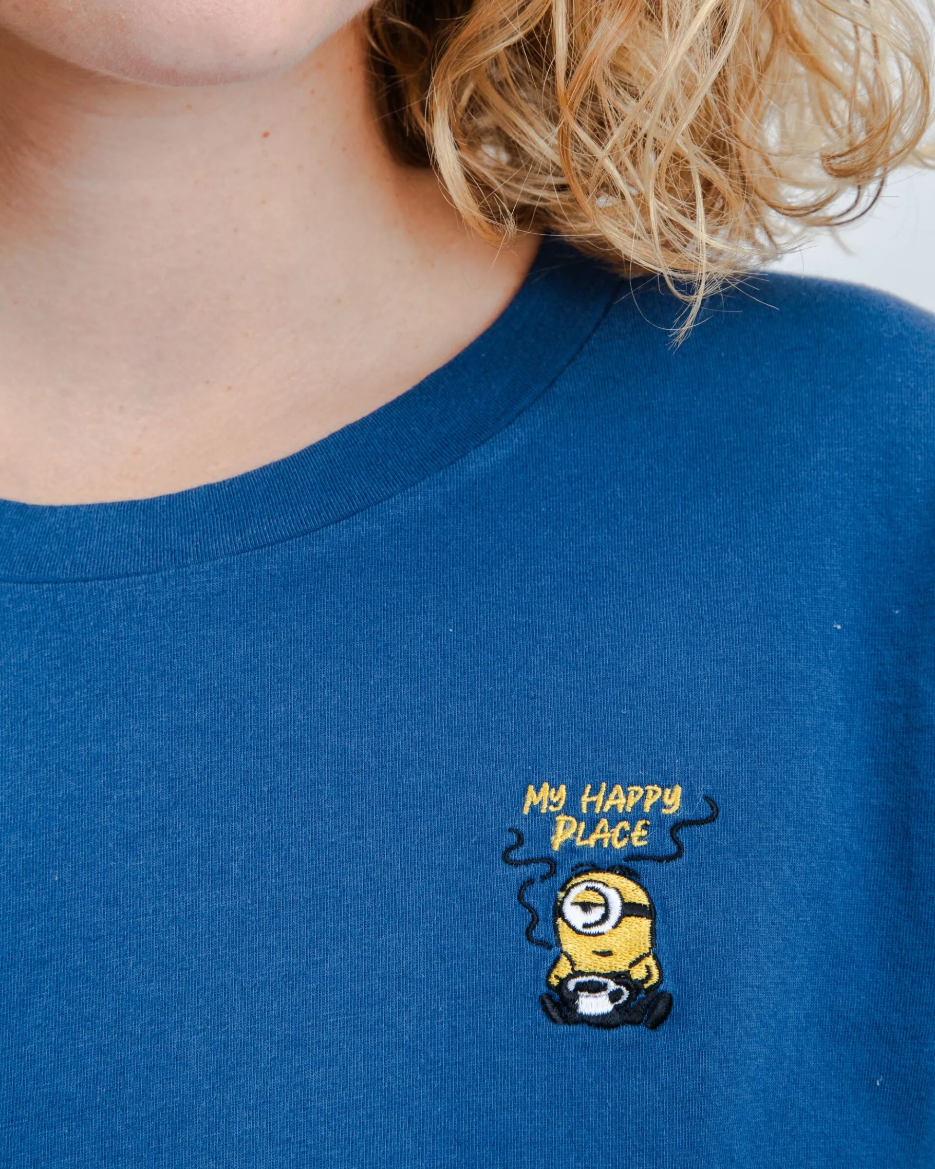 Minions My Happy Place Tshirt Blau-Brava Fabrics Store