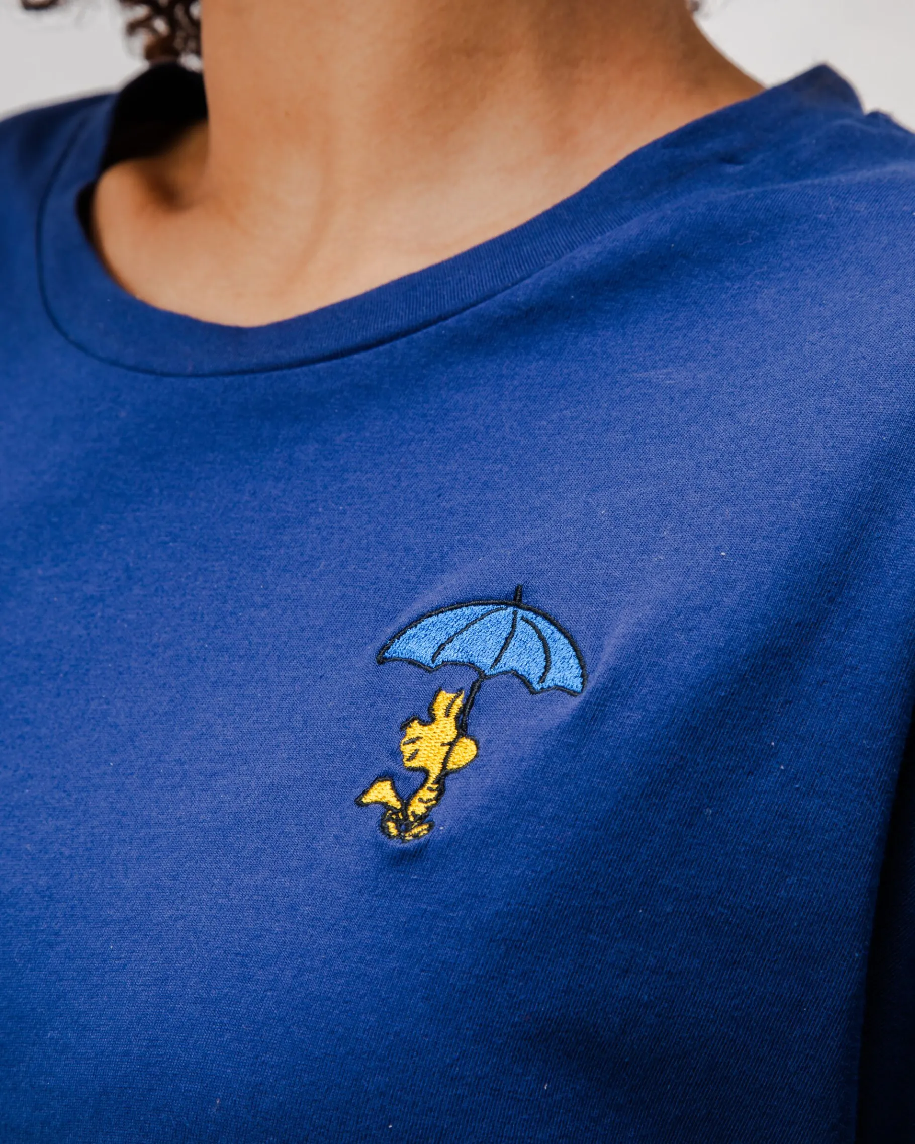 Peanuts Woodstock Oversize Baumwoll-T-Shirt Blau-Brava Fabrics Cheap