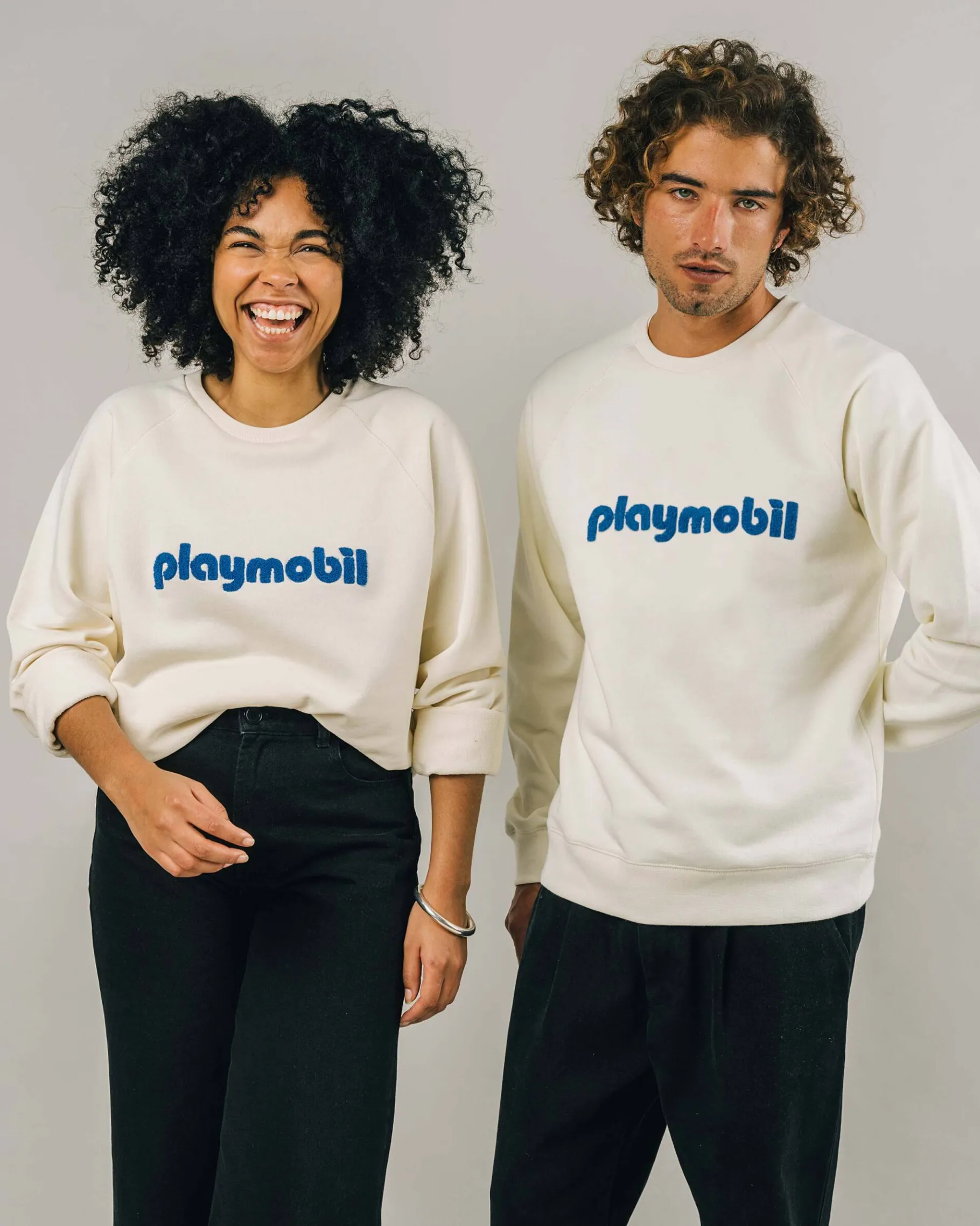 Playmobil Logo Baumwoll-Sweatshirt Ecru-Brava Fabrics Clearance