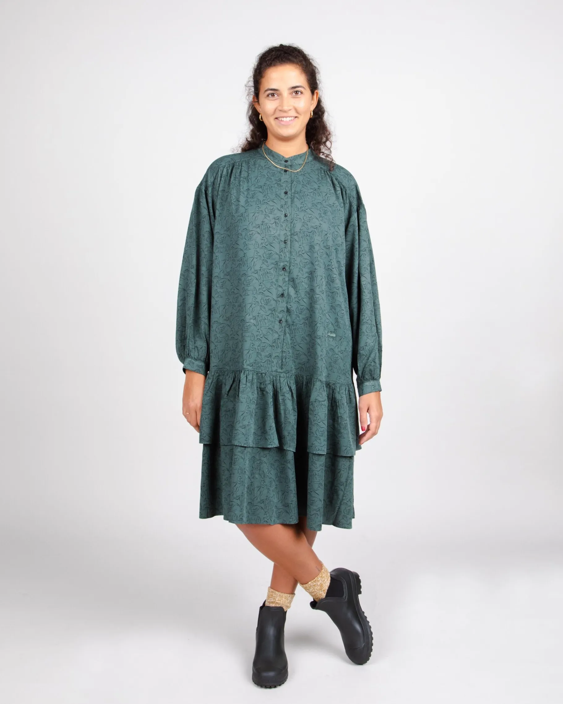 Riding Boho Kleid Dark Green-Brava Fabrics Cheap