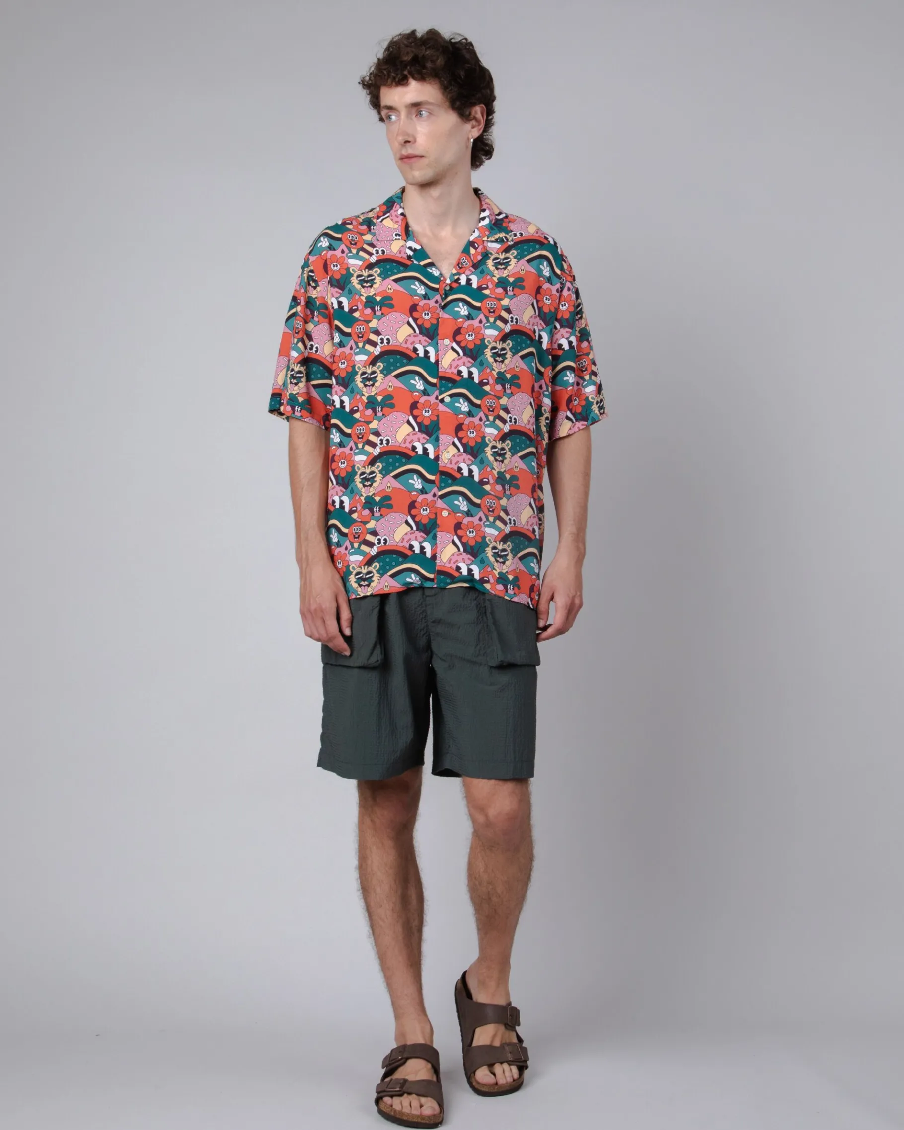 Seersucker Cargo Shorts Deep Jungle-Brava Fabrics New