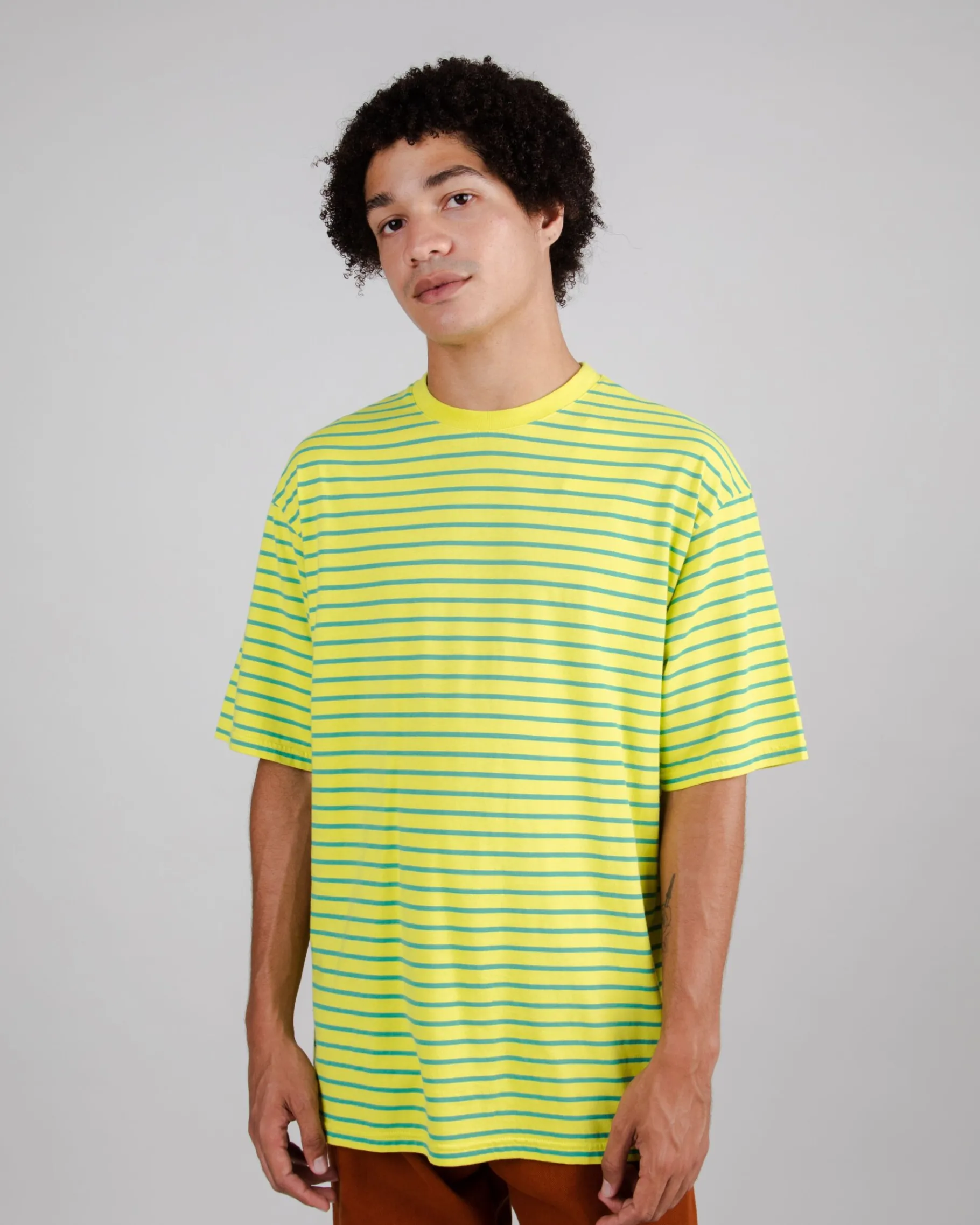 Stripes Oversize T-Shirt Limette-Brava Fabrics Fashion