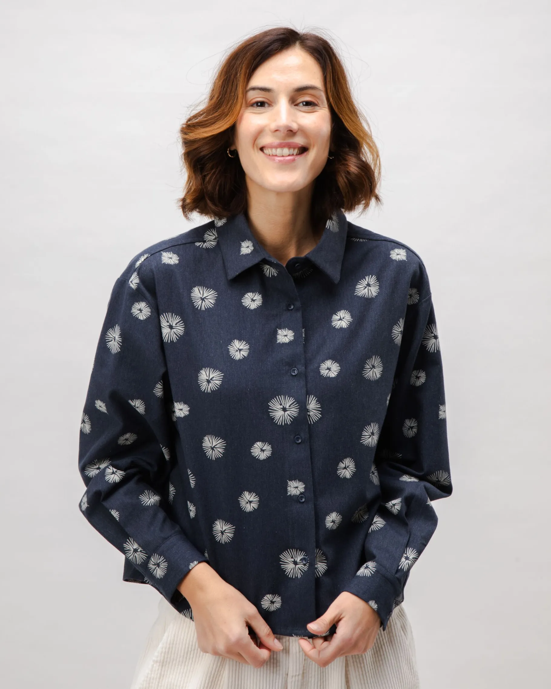 Urchin Boxy Flannel Blouse Navy-Brava Fabrics Best Sale