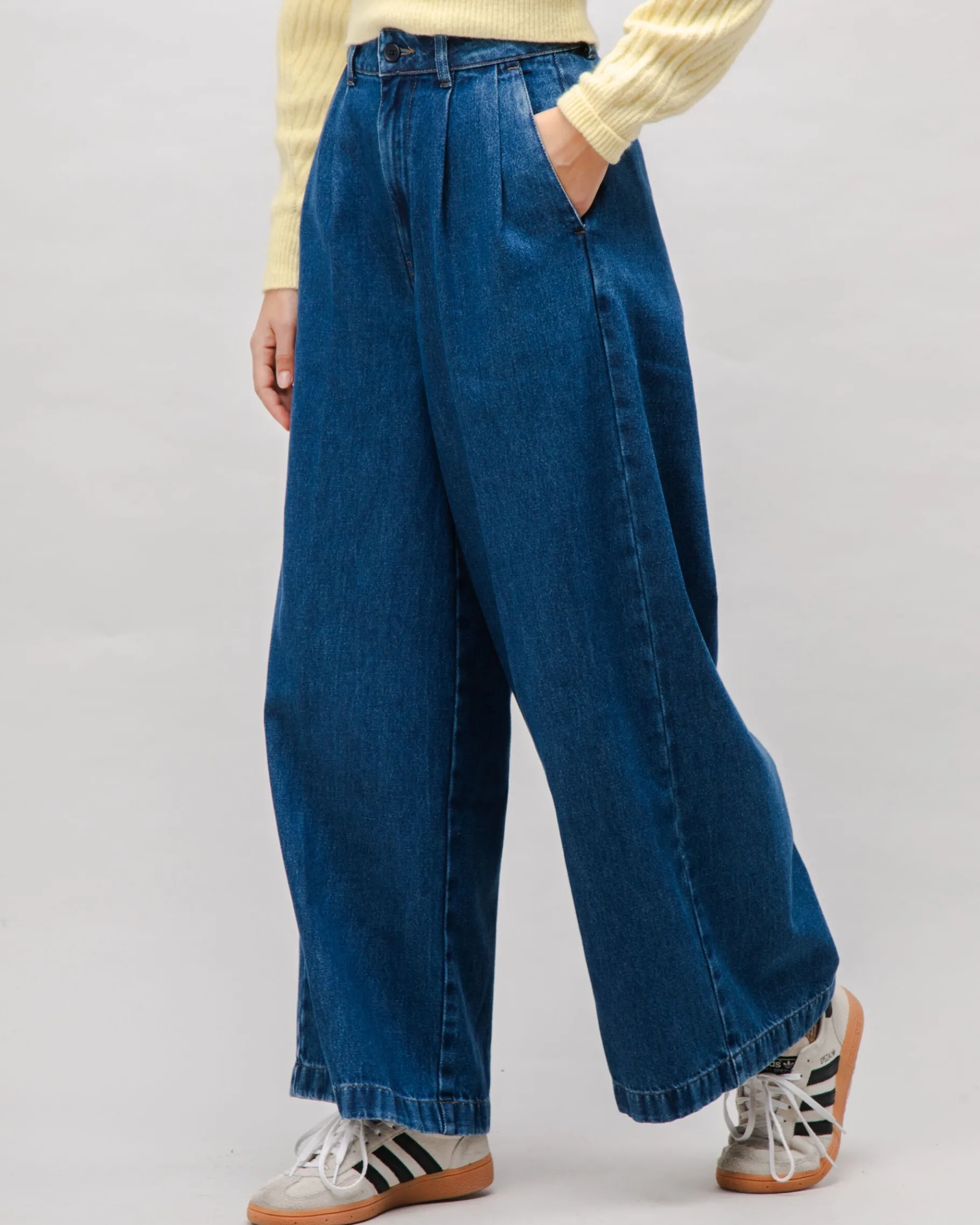 Weites Bein Denim Plissiert-Brava Fabrics Online